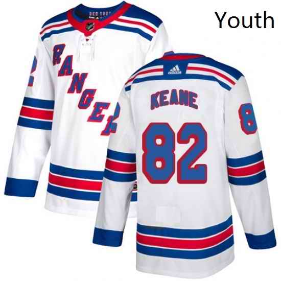 Youth Adidas New York Rangers 82 Joey Keane Authentic White Away NHL Jersey